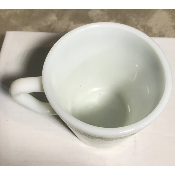 Vintage Pyrex Milk Glass Coffee Mugs Crazy Daisy Green Floral Design - Set Of 5 - Picture 4 of 9